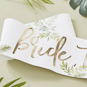 Ginger Ray Hen Party Gold Foil Floral Bride To Be Sash in Gift Box