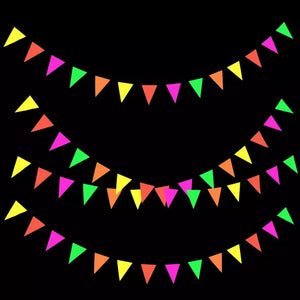 4.4m Neon UV Reactive Triangle Paper Banner Bunting