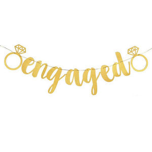 Gold Glitter 'engaged' with Diamonds Hen Party Banner