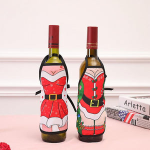 Funny Cute Christmas Bottle Wine Cover Mini Apron 10 Designs - Online Party Supplies