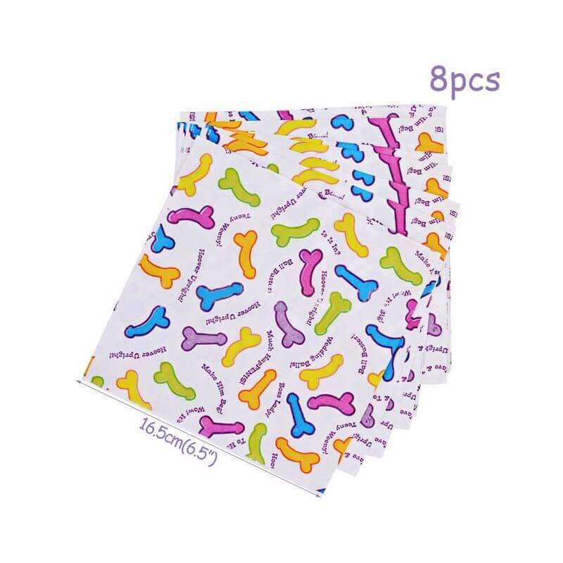 17cm x 17cm Disposable Naughty Adult Hen Party Penis Napkins (Pack of 8)