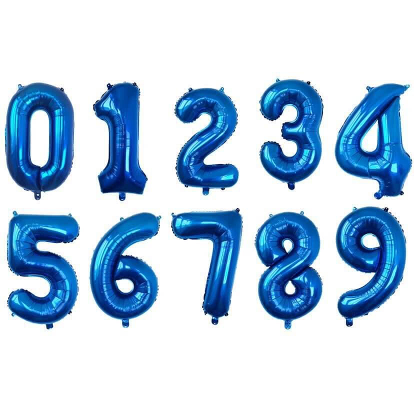 32" Giant Blue 0-9 Number Foil Balloons
