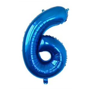 32" Giant Blue 0-9 Number Foil Balloons number 6