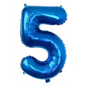 32" Giant Blue 0-9 Number Foil Balloons number 5