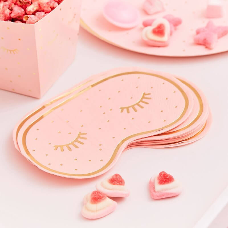 Ginger Ray Pink Pamper Party Pink Eye Mask Shaped Paper Napkins