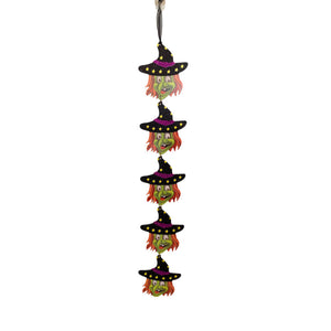 Glitter Halloween Scary Witch Head Door Hanging Ornament