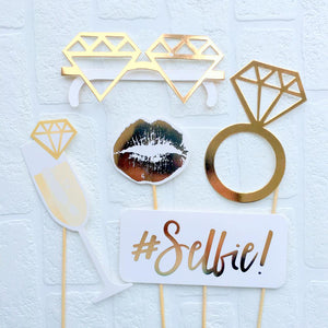 Gold Foil I Do Crew Bachelorette Party Photo Booth Props - Online Party Supplies