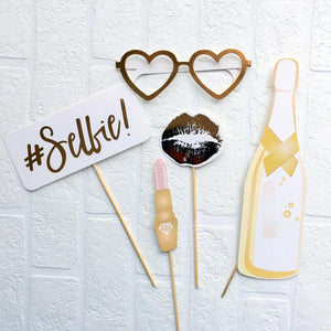 Gold Foil I Do Crew Bachelorette Party Photo Booth Props - Online Party Supplies