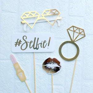 Gold Foil I Do Crew Bachelorette Party Photo Booth Props - Online Party Supplies