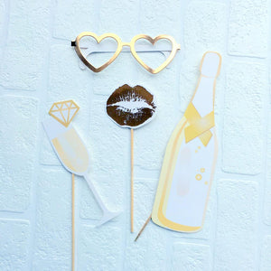 Gold Foil I Do Crew Bachelorette Party Photo Booth Props - Online Party Supplies