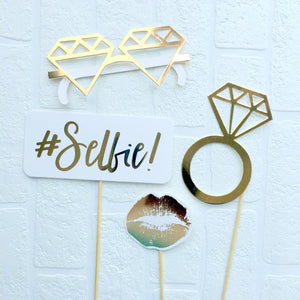 Gold Foil I Do Crew Bachelorette Party Photo Booth Props - Online Party Supplies