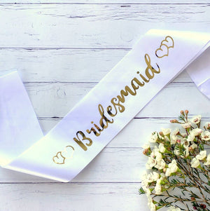 White Bridesmaid Hen Party Satin Sash - Bachelorette Party Outfits