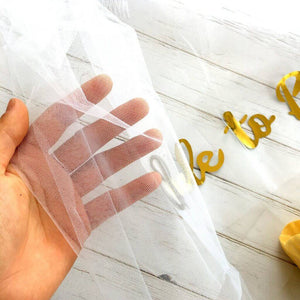 Online Party Supplies gold foiled bride to be white bridal wedding tulle mesh veil