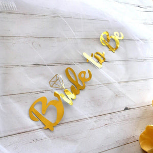 Online Party Supplies gold foiled bride to be white bridal wedding tulle mesh veil