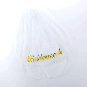 Gold Foiled Bridesmaid White Double Layer Tulle Bridal Veil