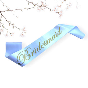 White Bridesmaid Hen Party Sash - Gold Glitter Print