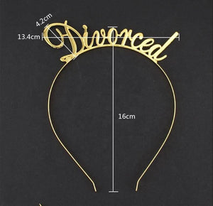 Premium Quality Metal Gold Divorced Tiara - Divorce Party Decorations dimensions