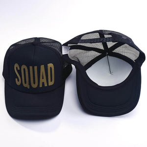 Online Party Supplies Glitter Print Squad Snapback Mesh Baseball Cap Trucker Hat