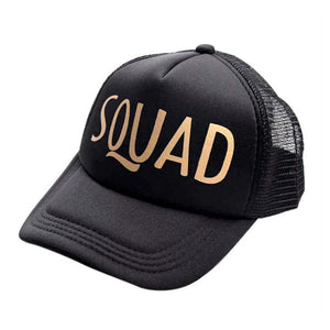 Online Party Supplies Glitter Print Squad Snapback Mesh Baseball Cap Trucker Hat