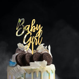 Gold Mirror Acrylic Baby Girl Cake Topper - Online Party Supplies