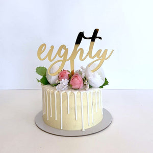 Gold Mirror Acrylic 'eighty' Birthday Cake Topper