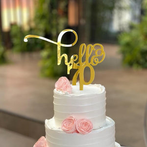 Gold Mirror Acrylic Hello 70 Birthday Cake Topper happy seventieth birthday party decorations
