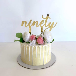 Gold Mirror Acrylic 'ninety' Cake Topper
