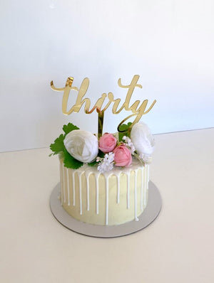 Gold Mirror Acrylic 'Thirty' Cake Topper - Style A