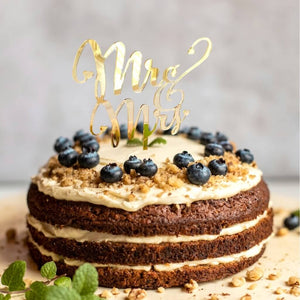 Acrylic Gold Mirror 'Mr and Mrs' Wedding Engagement Bridal Shower Cake Topper Online Party Supplies Australia