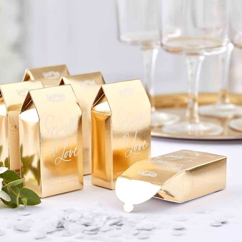 Ginger Ray Gold Wedding 'sprinkle the love' White Biodegradable Confetti Box - Glam Wedding Party Table Scatters