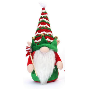 Stuffed Faceless Male Christmas Gnome Holding Xmas Lollipop Shelf Sitter