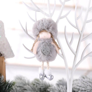 Wooden Christmas Angel Doll Xmas Tree Hanging Ornament -grey