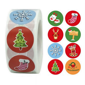 Style H - Round Christmas Stickers For Kids - Christmas Gift Packaging and Wrapping Supplies