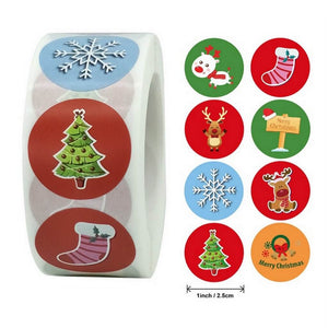 Style H - Round Christmas Stickers For Kids - Christmas Gift Packaging and Wrapping Supplies