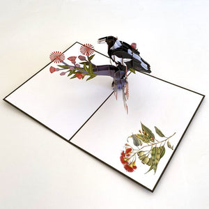 Handmade Australian Native Magpie Pop Up Card