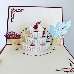 Handmade Birthday Cake Pop Up Card - Online Party Supplies