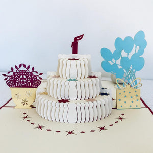 Handmade Birthday Cake Pop Up Card - Online Party Supplies