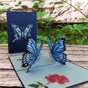 Handmade Blue Butterfly Pop Up Greeting Card - Online Party Supplies