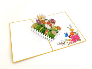 Handmade Colourful English Daisy Garden 3D Pop Up Greeting Card - Mother's Day, Valentine's Day Pop Up Cards - Wedding Invitations