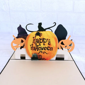 Handmade Happy Halloween Pumpkin Pop Up Greeting Card For Kids