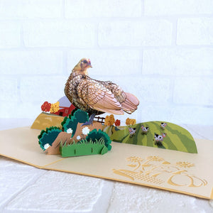 Handmade Golden Hen 3D Pop Up Greeting Card - Online Party Supplies
