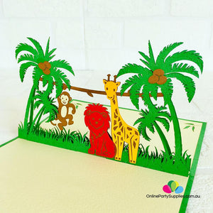 Handmade Jungle Animals 3D Pop Up Card - Online Party Supplies