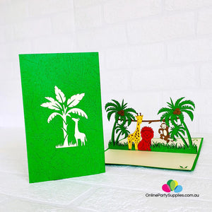 Handmade Jungle Animals 3D Pop Up Card - Online Party Supplies