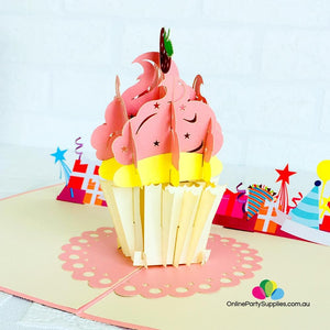 Handmade Large Cupcake 3D Pop Up Birthday Card - Online Party Supplies