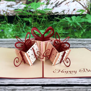 Handmade Large Happy Birthday Present Box Pop Up Card - Online Party Supplies