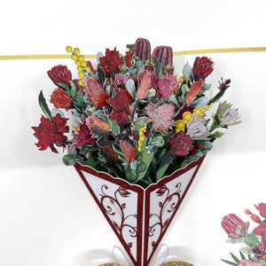 Luxury Embossed Australian Native Flower Mix Bouquet Pop Up Card