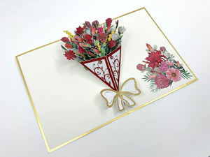 Luxury Embossed Australian Native Flower Mix Bouquet Pop Up Card