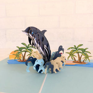 Handmade Mummy and Baby Dolphin Pop Up Greeting Card - Online Party Supplies