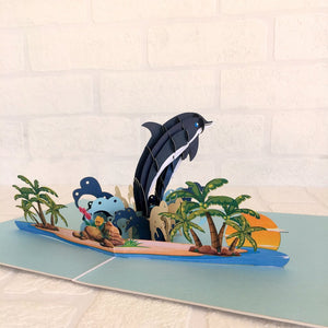 Handmade Mummy and Baby Dolphin Pop Up Greeting Card - Online Party Supplies