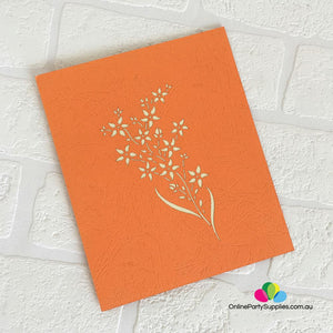 Handmade Orange & Green Flower Bouquet 3D Pop Up Card - Online Party Supplies